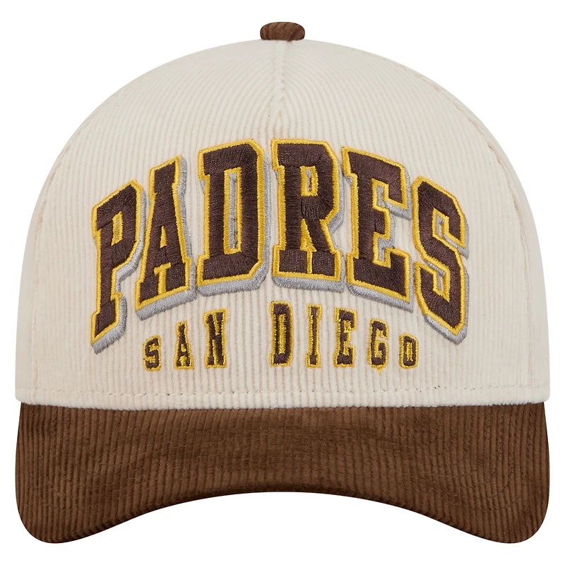 Men's New Era  Cream/Brown San Diego Padres Sided Corduroy 9FORTY A-Frame Adjustable Hat