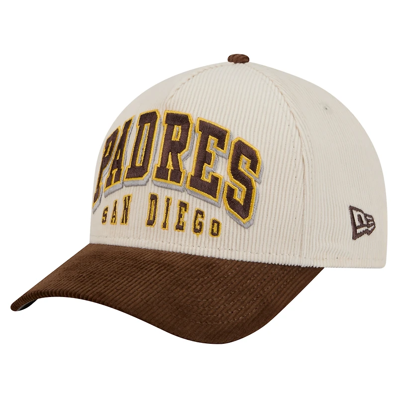 Men's New Era  Cream/Brown San Diego Padres Sided Corduroy 9FORTY A-Frame Adjustable Hat