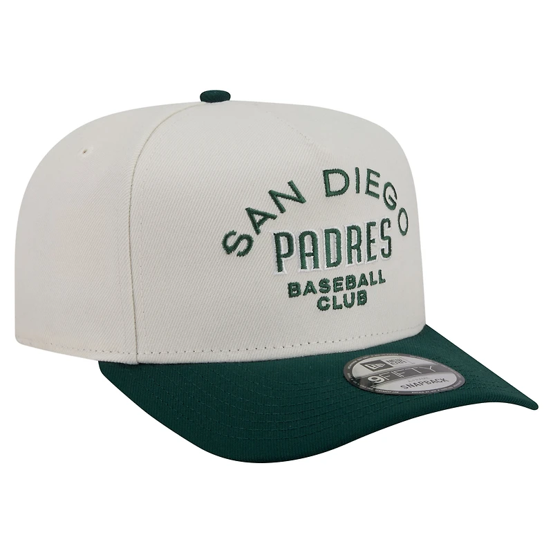 Men's New Era  Cream/Dark Green San Diego Padres Chrome A-Frame 9FIFTY Snapback Hat