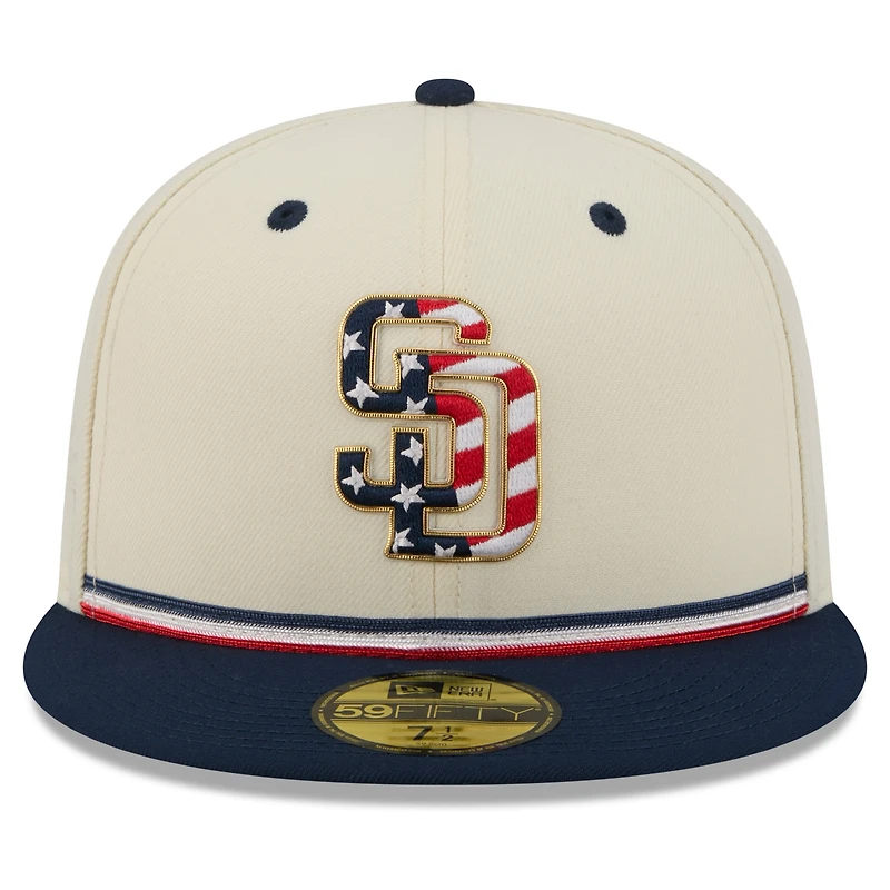 Men's New Era Cream/Navy San Diego Padres USA 250 Fourth of July 59FIFTY Fitted Hat