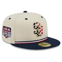 Casquette ajustée New Era crème/marine San Diego Padres USA 250 Fourth of July 59FIFTY pour homme