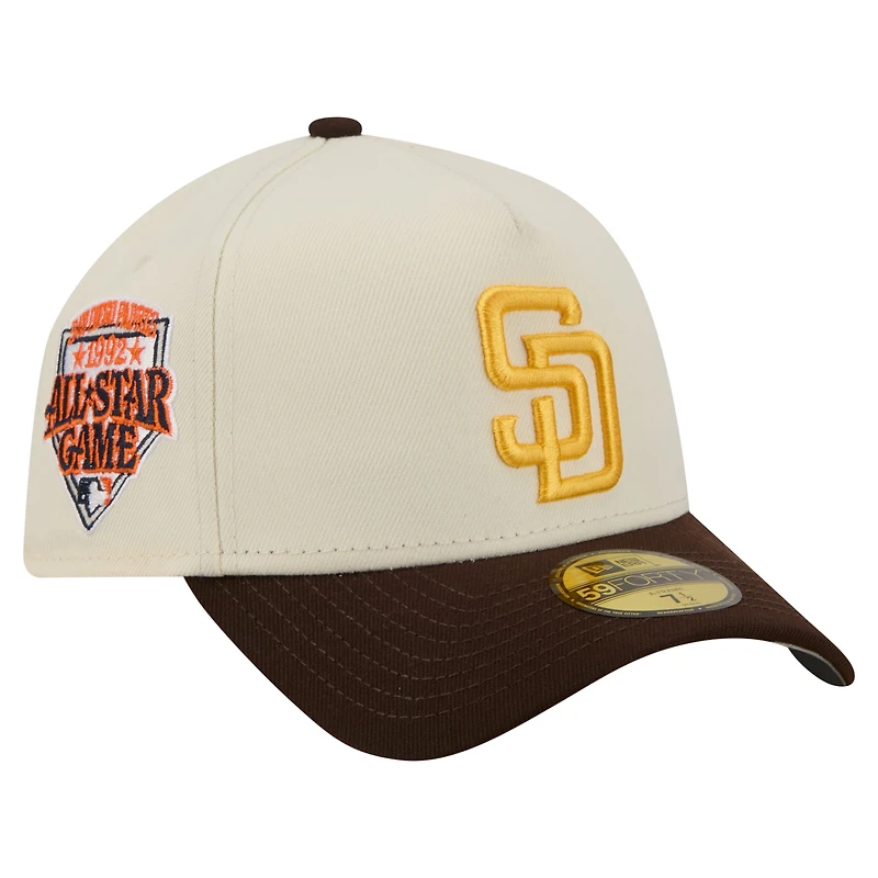 Men's New Era  Cream San Diego Padres Chrome A-Frame 59FORTY Fitted Hat