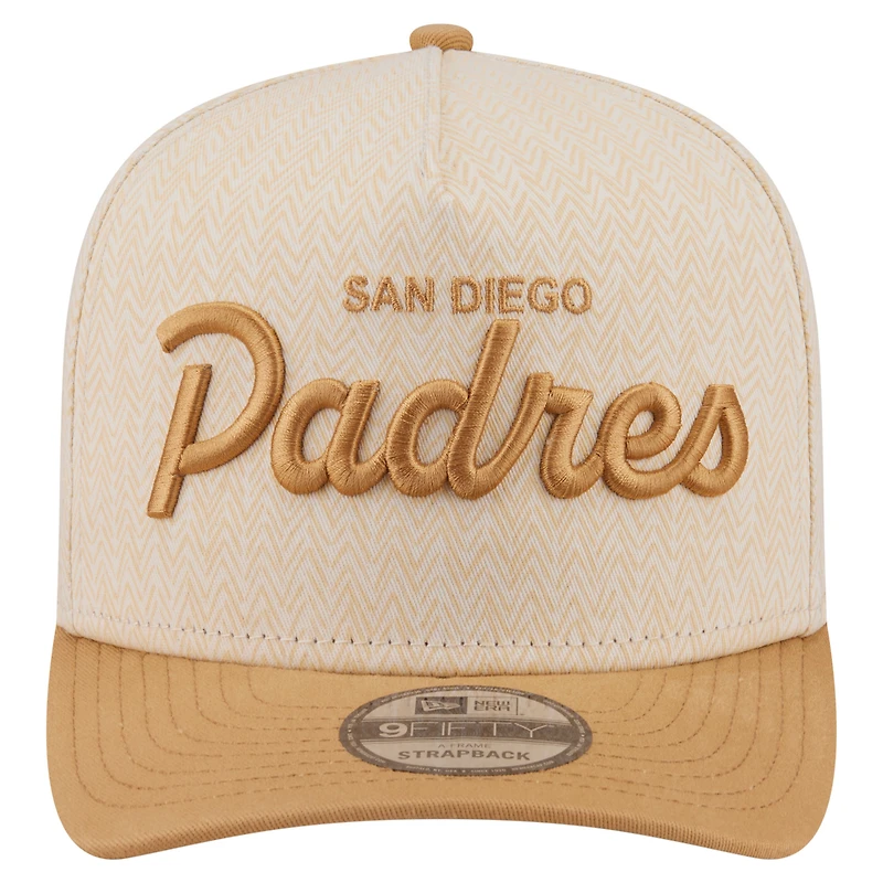 Men's New Era Cream San Diego Padres Herringbone 9FIFTY A-Frame Snapback Hat
