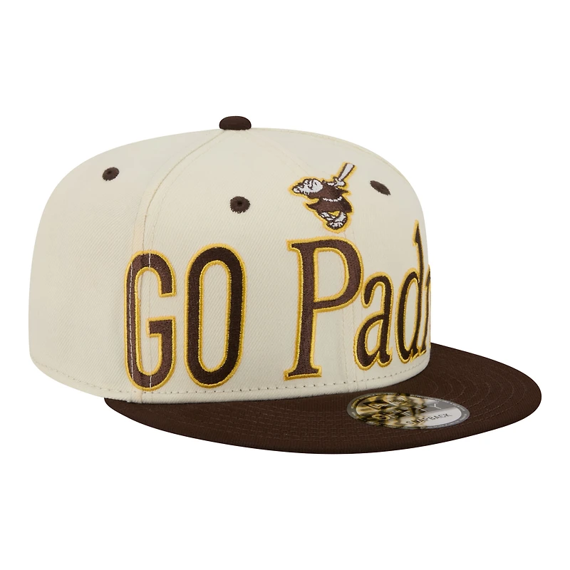 Men's New Era Cream San Diego Padres Oversized Slogan 9FIFTY Snapback Hat