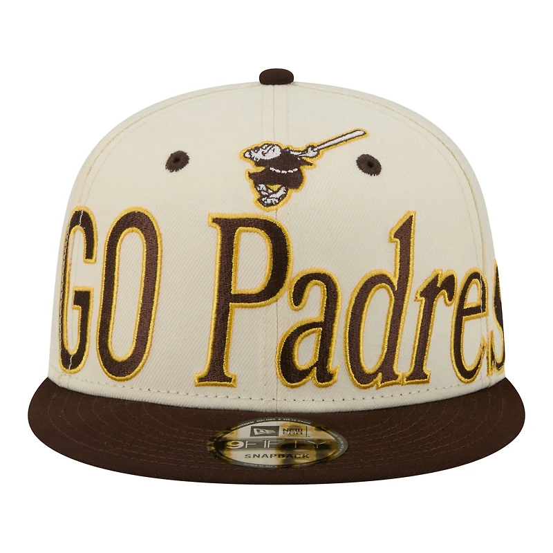 Men's New Era Cream San Diego Padres Oversized Slogan 9FIFTY Snapback Hat
