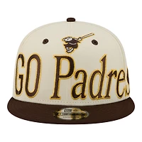 Men's New Era Cream San Diego Padres Oversized Slogan 9FIFTY Snapback Hat