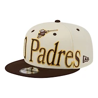 Men's New Era Cream San Diego Padres Oversized Slogan 9FIFTY Snapback Hat