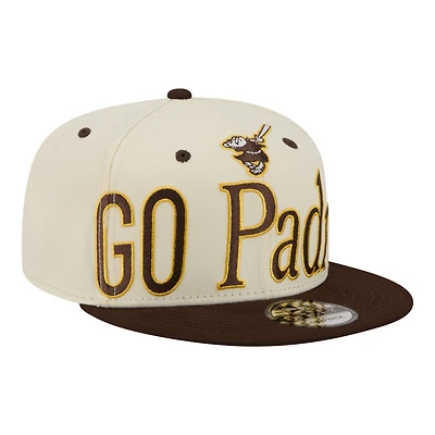 Men's New Era Cream San Diego Padres Oversized Slogan 9FIFTY Snapback Hat