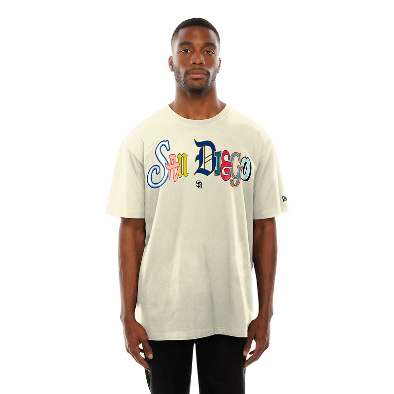 Men's New Era  Cream San Diego Padres Ransom Note Oversized T-Shirt