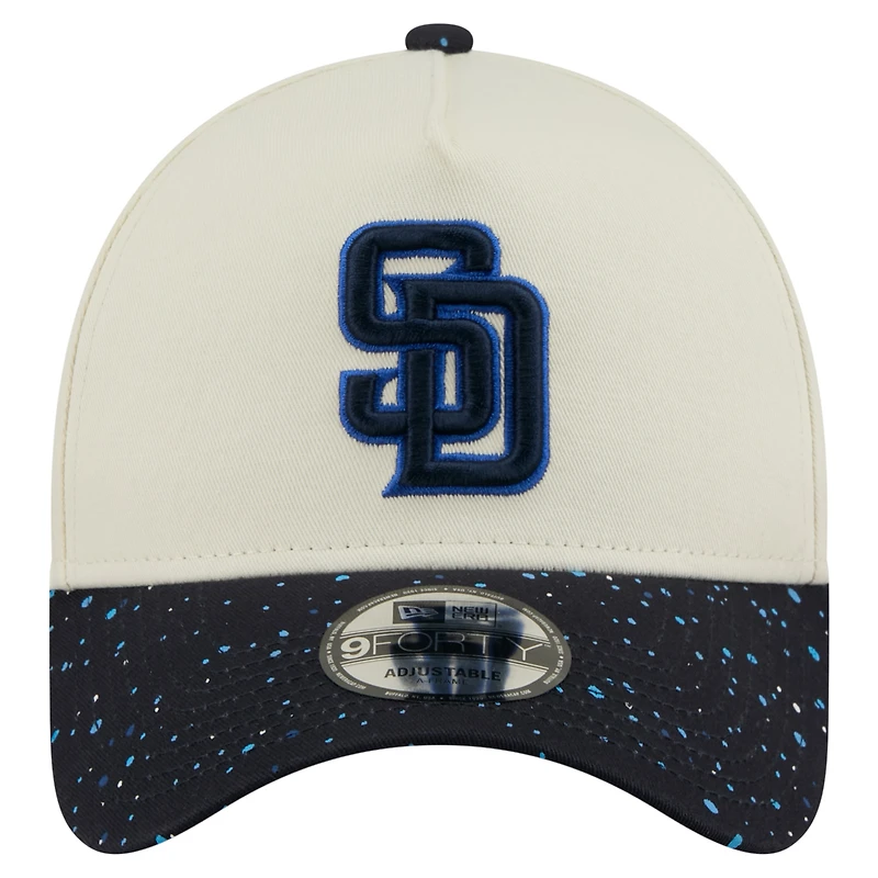 Casquette ajustable New Era 9FORTY crème pour homme des Padres de San Diego, motif moucheté