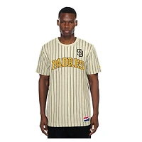 Men's New Era Cream San Diego Padres Throwback Meshback Pinstripe T-Shirt
