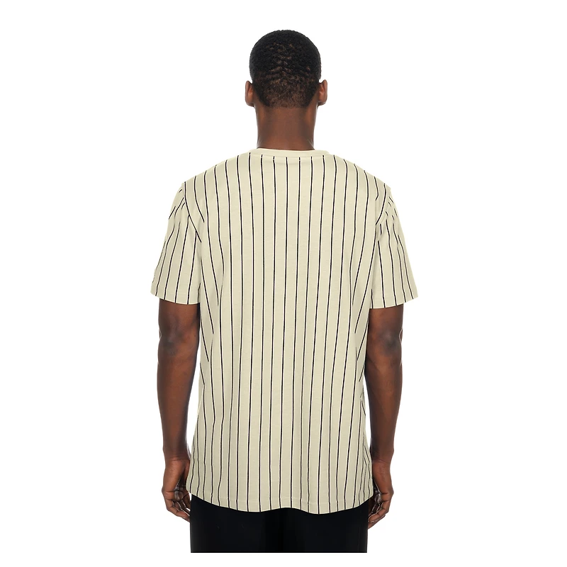 Men's New Era Cream San Diego Padres Throwback Meshback Pinstripe T-Shirt