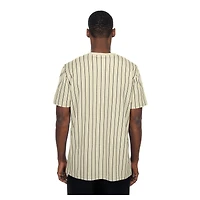 Men's New Era Cream San Diego Padres Throwback Meshback Pinstripe T-Shirt