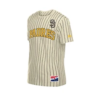 Men's New Era Cream San Diego Padres Throwback Meshback Pinstripe T-Shirt