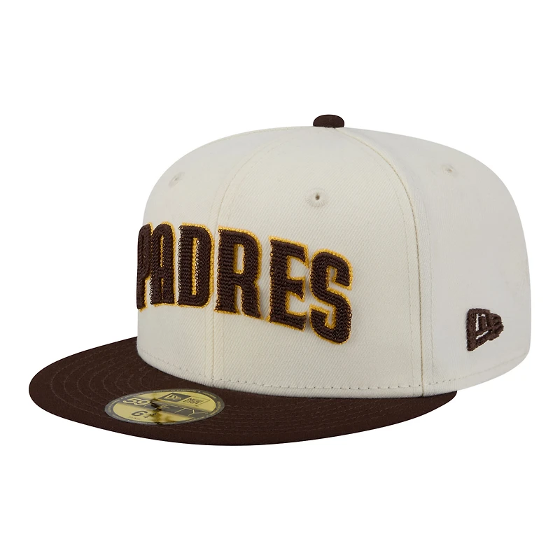 Men's New Era Cream San Diego Padres Two-Tone Stitch 59FIFTY Fitted Hat