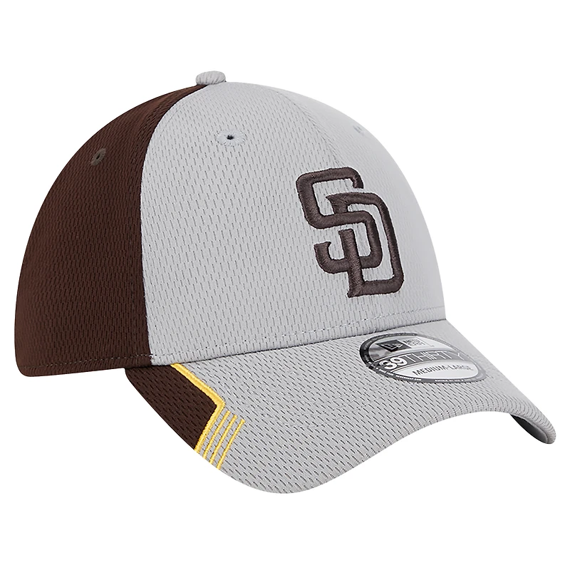 Casquette flexible 39THIRTY avec garniture de visière des San Diego Padres New Era pour hommes, gris/marron
