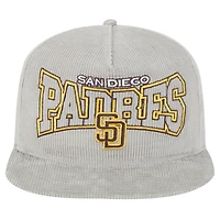 Casquette de golf à pression en velours côtelé gris San Diego Padres New Era pour homme