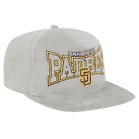 Casquette de golf à pression en velours côtelé gris San Diego Padres New Era pour homme