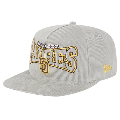 Casquette de golf à pression en velours côtelé gris San Diego Padres New Era pour homme