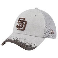 Casquette New Era 39THIRTY Flex grise à visière pour homme, motif éclaboussures de peinture, des Padres San Diego