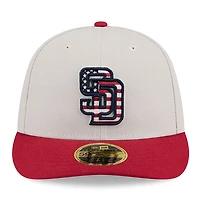 Men's New Era  Khaki/Red San Diego Padres 2024 Fourth of July Low Profile 59FIFTY Fitted Hat