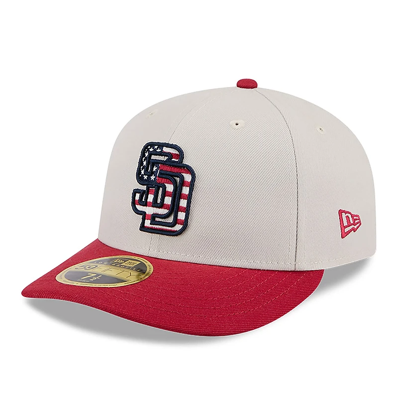 Men's New Era  Khaki/Red San Diego Padres 2024 Fourth of July Low Profile 59FIFTY Fitted Hat