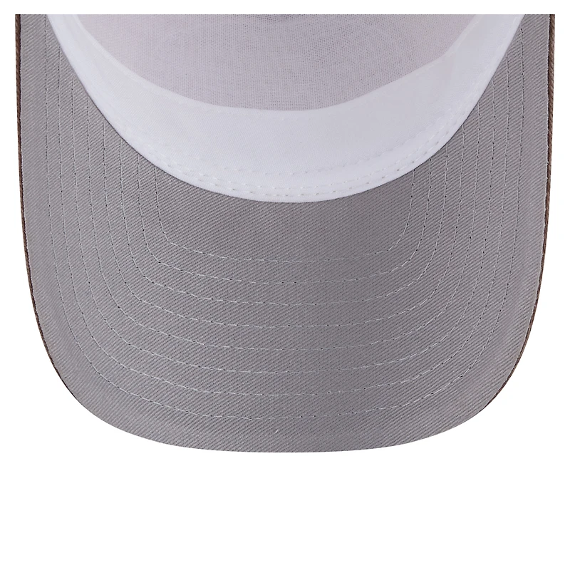 Casquette trucker New Era 9FORTY pour homme, beige clair/marron, San Diego Padres, modèle Frayed M-Crown A-Frame. Modèle ajustable.