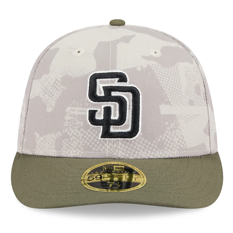 Men's New Era Light Beige/Olive San Diego Padres 2025 Armed Forces Day Low Profile 59FIFTY Fitted Hat