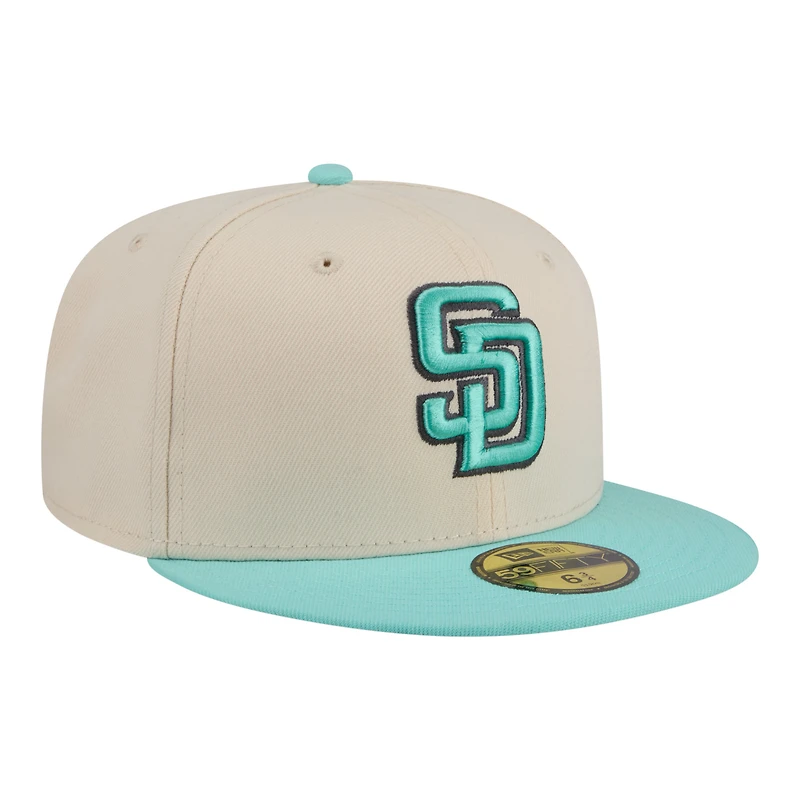 Men's New Era Light Beige/Turquoise San Diego Padres Two-Tone Color Pack 59FIFTY Fitted Hat
