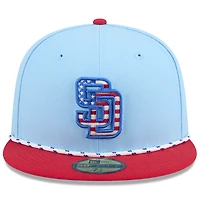 Men's New Era Light Blue/Red San Diego Padres 2025 Fourth of July 59FIFTY Fitted Hat