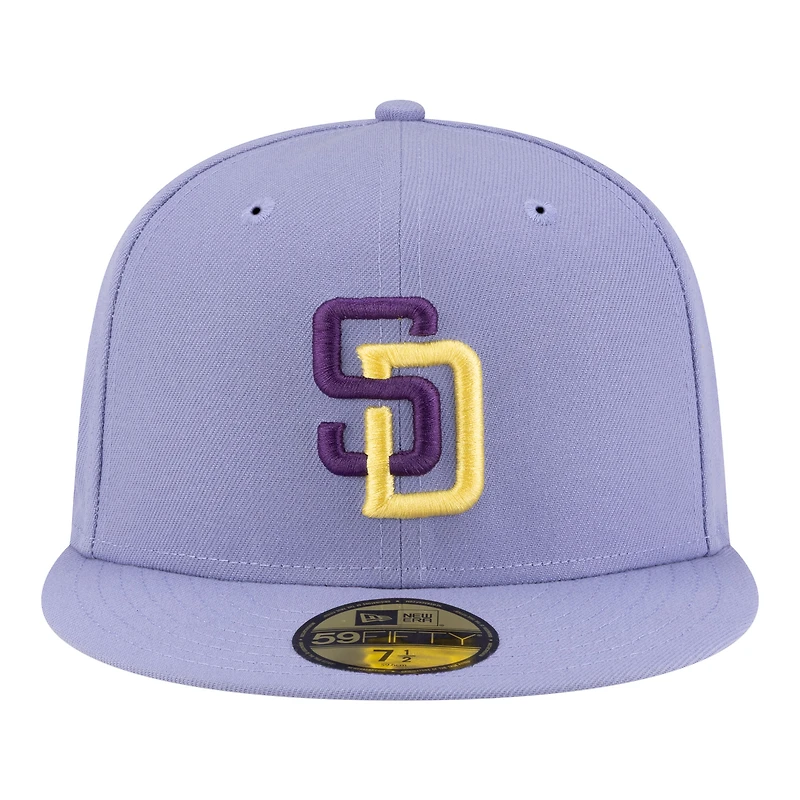 Casquette ajustée New Era 59FIFTY pour homme, couleur lavande claire, San Diego Padres.
