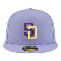 Casquette ajustée New Era 59FIFTY pour homme, couleur lavande claire, San Diego Padres.
