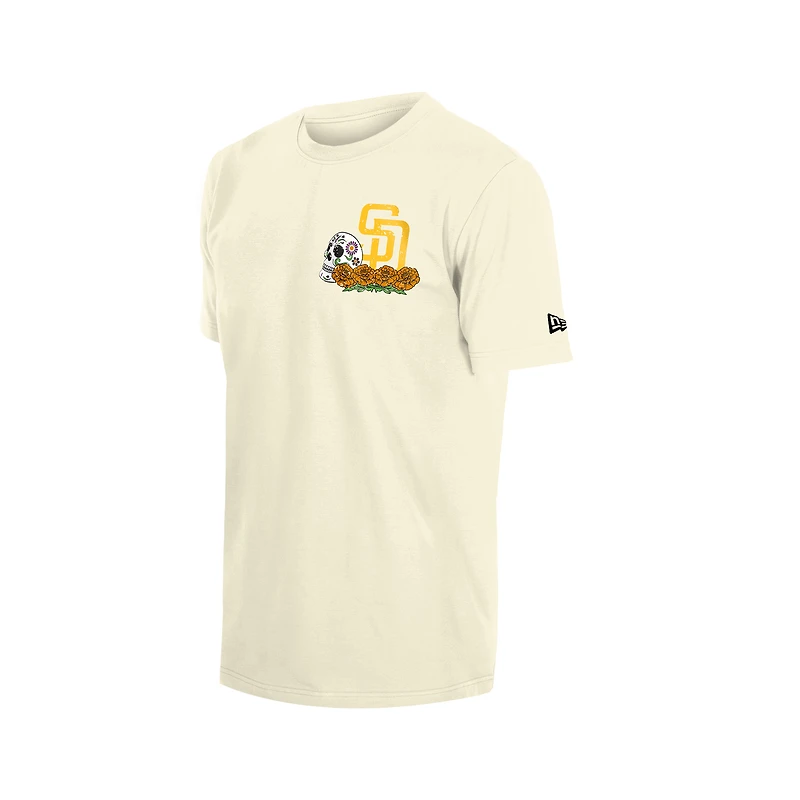 Men's New Era Natural San Diego Padres Dia de los Muertos Sugar Skull T-Shirt