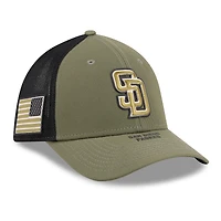 Casquette New Era M-Crown Flex pour homme, couleur olive, San Diego Padres 2026, Journée des forces armées 39THIRTY