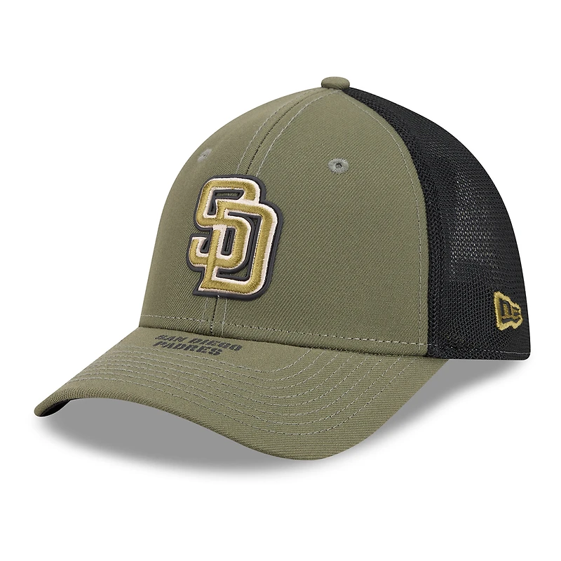 Casquette New Era M-Crown Flex pour homme, couleur olive, San Diego Padres 2026, Journée des forces armées 39THIRTY