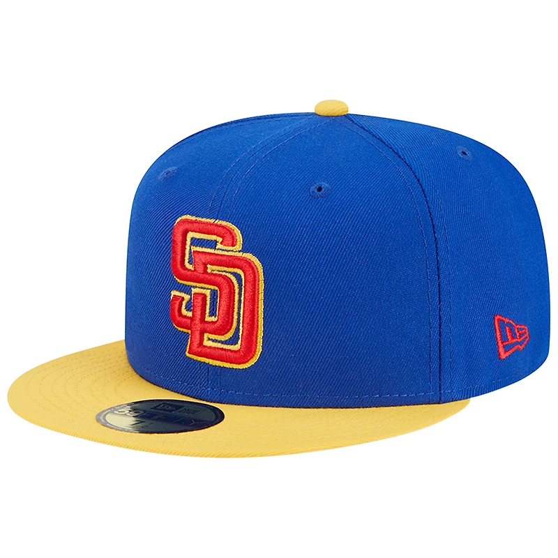 Casquette ajustée New Era San Diego Padres Empire 59FIFTY pour homme, bleu roi/jaune