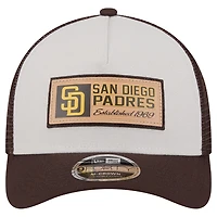 Men's New Era Stone/Brown San Diego Padres Text A-Frame Trucker 9FORTY Hat