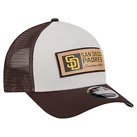Men's New Era Stone/Brown San Diego Padres Text A-Frame Trucker 9FORTY Hat