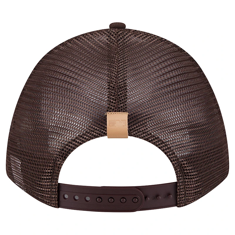 Men's New Era Stone/Brown San Diego Padres Text A-Frame Trucker 9FORTY Hat