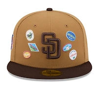 Men's New Era Tan San Diego Padres Fruit Sticker 59FIFTY Fitted Hat
