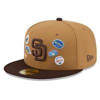 Men's New Era Tan San Diego Padres Fruit Sticker 59FIFTY Fitted Hat