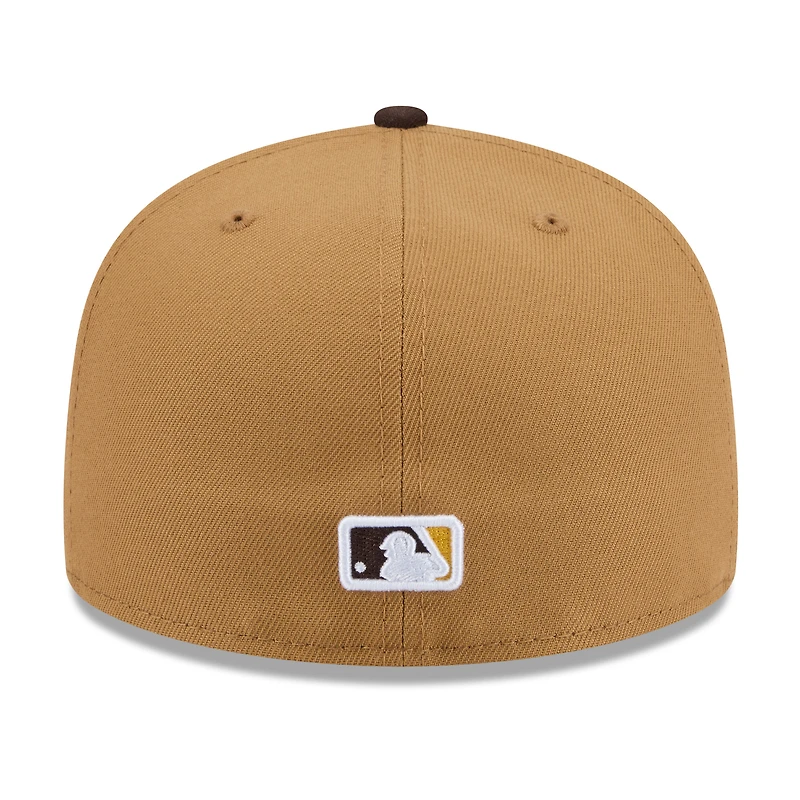 Men's New Era Tan San Diego Padres Fruit Sticker 59FIFTY Fitted Hat