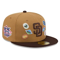 Men's New Era Tan San Diego Padres Fruit Sticker 59FIFTY Fitted Hat