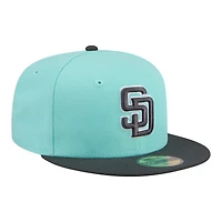 Casquette ajustée New Era 59FIFTY pour homme, coloris turquoise/charbon, San Diego Padres.