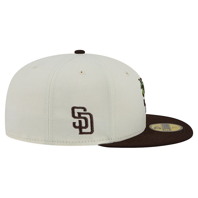 Men's New Era White/Brown San Diego Padres Blossom 59FIFTY Fitted Hat