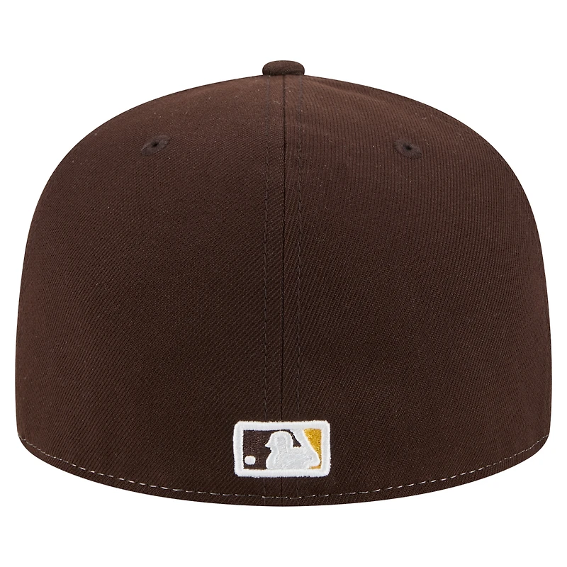 Casquette ajustée New Era 59FIFTY blanche/marron des Padres de San Diego pour homme