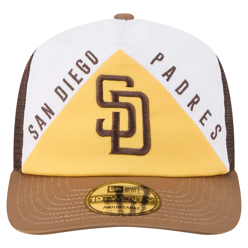 Men's New Era White/Brown San Diego Padres Retro Cut 19TWENTY Adjustable Trucker Hat