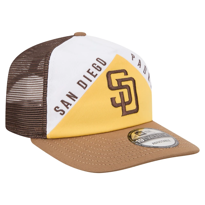 Men's New Era White/Brown San Diego Padres Retro Cut 19TWENTY Adjustable Trucker Hat