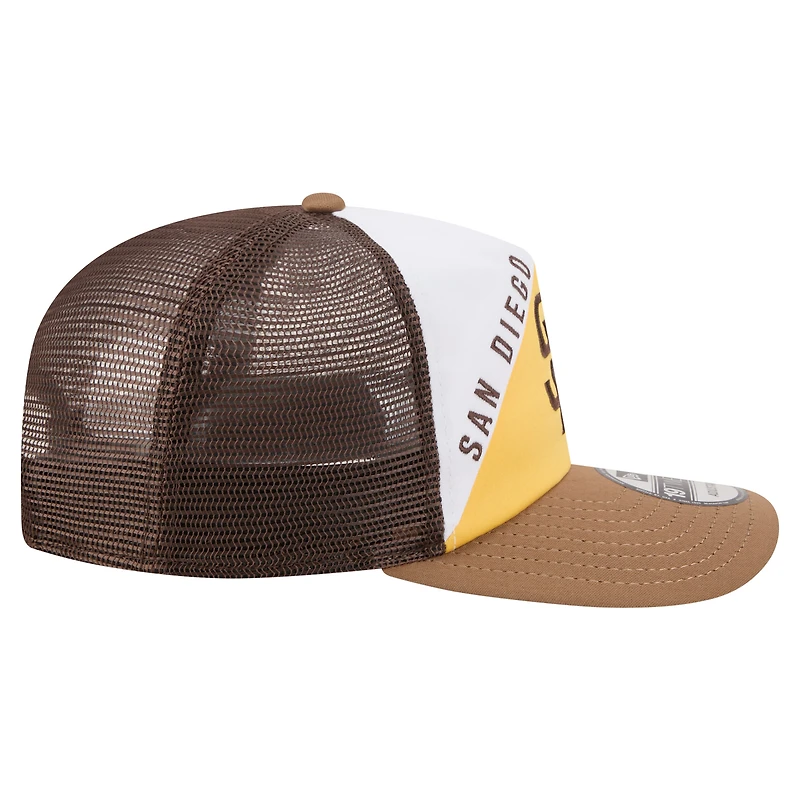 Casquette trucker ajustable New Era blanche/marron San Diego Padres, coupe rétro 19TWENTY pour homme
