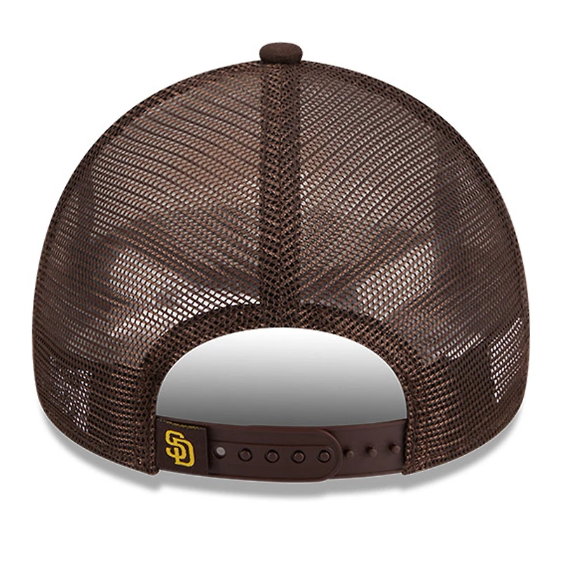 Men's New Era White/Brown San Diego Padres Stacked A-Frame Trucker 9FORTY Adjustable Hat